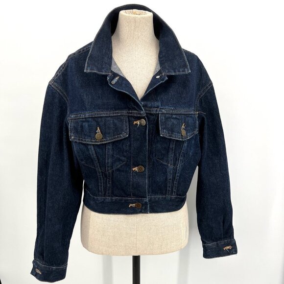 Vintage 80s Wrangler Denim Cropped Jacket Hand Embroidered Mickey Mouse‎ Disney - Picture 7 of 8